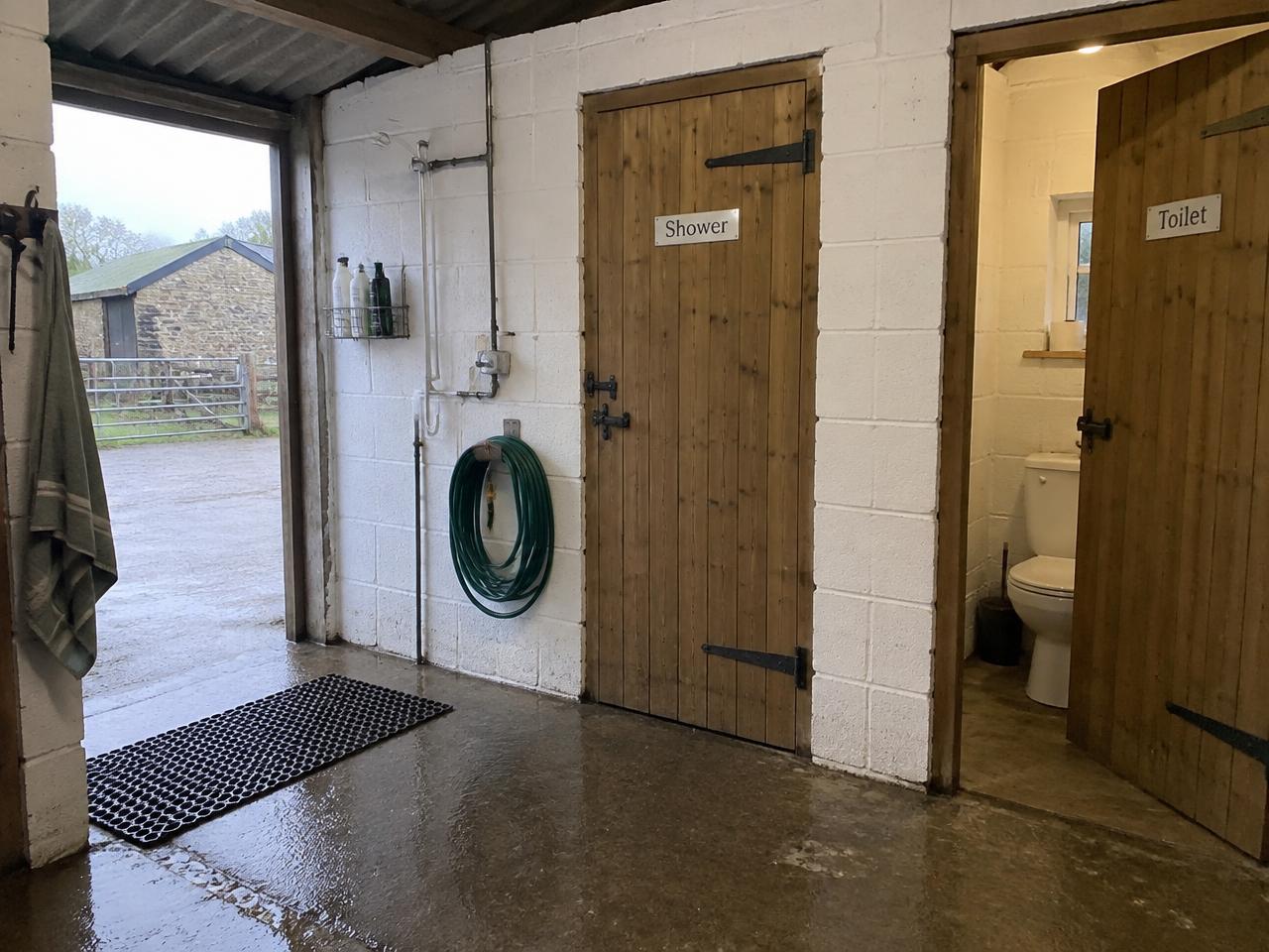 Shower and toilet block